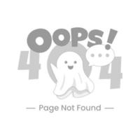 404 not found, oops error page, white ghost  concept illustration flat design vector eps10. modern graphic element for landing page, empty state ui, infographic, icon