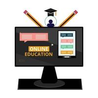 Online courses and trainings, Webinar, Distance education, Knowledge, Mobile learning App and E-learning. Vector illustration for poster, banner, presentation