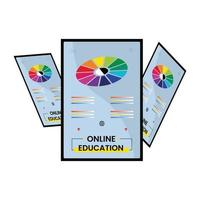 Online courses and trainings, Webinar, Distance education, Knowledge, Mobile learning App and E-learning. Vector illustration for poster, banner, presentation