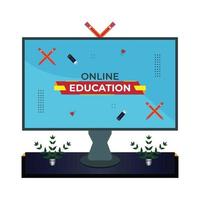 Online courses and trainings, Webinar, Distance education, Knowledge, Mobile learning App and E-learning. Vector illustration for poster, banner, presentation