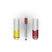 Coronavirus vaccine bottles and syringe vector