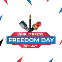 World press freedom day vector graphic design with pen and microphone