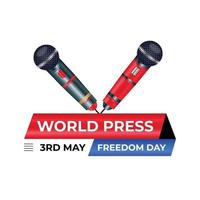 World press freedom day vector graphic design with pen and microphone