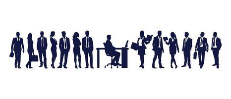 Business people silhouette set business man and woman silhouettes business team meeting background vector illustration