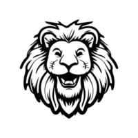 Lion head face logo silhouette black icon tattoo mascot hand drawn lion king silhouette animal vector illustration