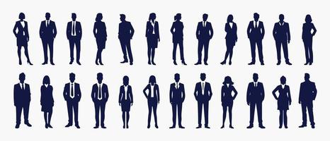 Business people silhouette set business man and woman silhouettes business team meeting background vector illustration