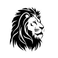 Lion head face logo silhouette black icon tattoo mascot hand drawn lion king silhouette animal vector illustration