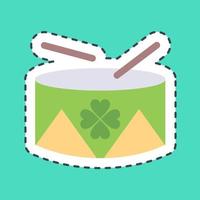 Sticker line cut drum with clover. St. Patrick's Day celebration elements. Good for prints, posters, logo, party decoration, greeting card, etc. vector