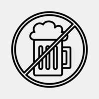 Icon no alcohol, forbidden drink. Islamic elements of Ramadhan, Eid Al Fitr, Eid Al Adha. Icons in line style. Good for prints, posters, logo, decoration, greeting card, etc. vector