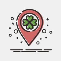 Icon location pin with clover. St. Patrick's Day celebration elements. Icons in MBE style. Good for prints, posters, logo, party decoration, greeting card, etc. vector