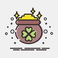 Icon gold pot clover. St. Patrick's Day celebration elements. Icons in MBE style. Good for prints, posters, logo, party decoration, greeting card, etc. vector