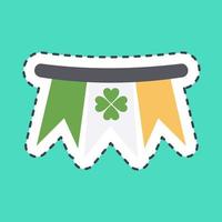 Sticker line cut bunting with clover. St. Patrick's Day celebration elements. Good for prints, posters, logo, party decoration, greeting card, etc. vector