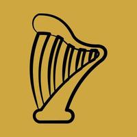 Icon harp. St. Patrick's Day celebration elements. Icons in hand drawn style. Good for prints, posters, logo, party decoration, greeting card, etc. vector