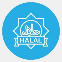 Icon halal. Islamic elements of Ramadhan, Eid Al Fitr, Eid Al Adha. Icons in blue style. Good for prints, posters, logo, decoration, greeting card, etc. vector