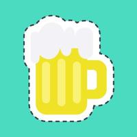 Sticker line cut beer. St. Patrick's Day celebration elements. Good for prints, posters, logo, party decoration, greeting card, etc. vector