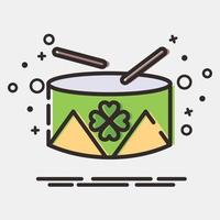 Icon drum with clover. St. Patrick's Day celebration elements. Icons in MBE style. Good for prints, posters, logo, party decoration, greeting card, etc. vector