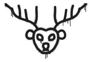 Grafffiti deer head  with black spray paint vector