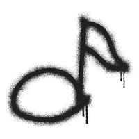 Graffiti Note music icon with black spray paint. Vector illustration.