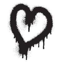 Graffiti heart icon with black spray paint vector