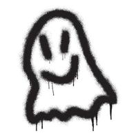 Scary ghost emoticon graffiti with black spray paint. Vector illustration