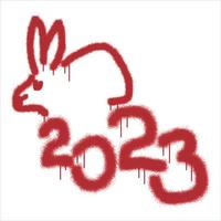 Happy new year chinese 2023 with red spray paint. vector