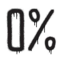 0 percent  with black  spray paint. Vector illustration.