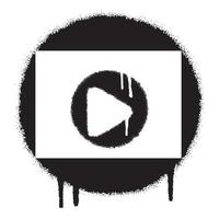 Graffiti Play button icon with black Spray paint.  Vector illustration.
