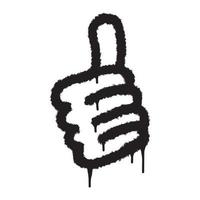 Graffiti hand thumb up or like sign with black spray paint. Vector illustration