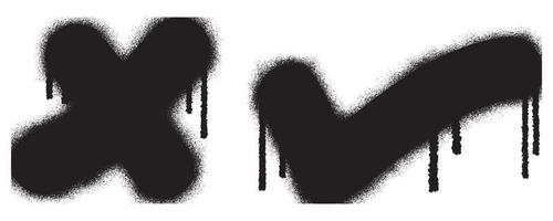 Checkmark icon and cross icon  with spray paint. Vector illustration.