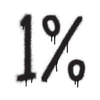 1 percent  with black spray paint. Vector illustration.