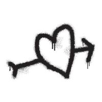 Heart and cupid arrow with black spray paint vector