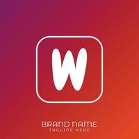 Letter W initial logo template, alphabet with gradient background vector