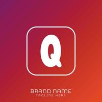 Letter Q initial logo template, alphabet with gradient background vector