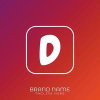 Letter D initial logo template, alphabet with gradient background vector