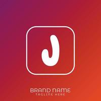 Letter J initial logo template, alphabet with gradient background vector