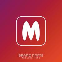 Letter M initial logo template, alphabet with gradient background vector