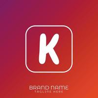 Letter K initial logo template, alphabet with gradient background vector