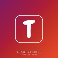 Letter T initial logo template, alphabet with gradient background vector