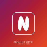 Letter N initial logo template, alphabet with gradient background vector