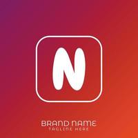 Letter N initial logo template, alphabet with gradient background vector