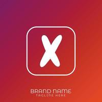 Letter X initial logo template, alphabet with gradient background vector