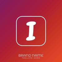 Letter I initial logo template, alphabet with gradient background vector