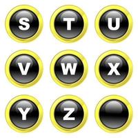 Glassy Black and Gold Alphabet Buttons vector