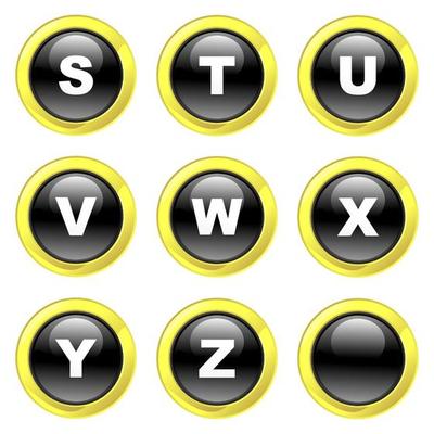 Glassy Black and Gold Alphabet Buttons