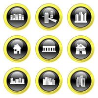 Glassy Black and Gold Architecture Buttons vector