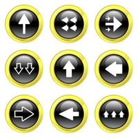 Glassy Black and Gold Arrow Buttons vector