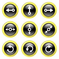 Black and Gold Glassy Arrow Buttons vector