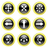 Glossy Black and Gold Arrow Buttons vector