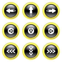 Black and Gold Glossy Arrow Buttons vector