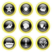 Black and Gold Glossy Beach Buttons vector